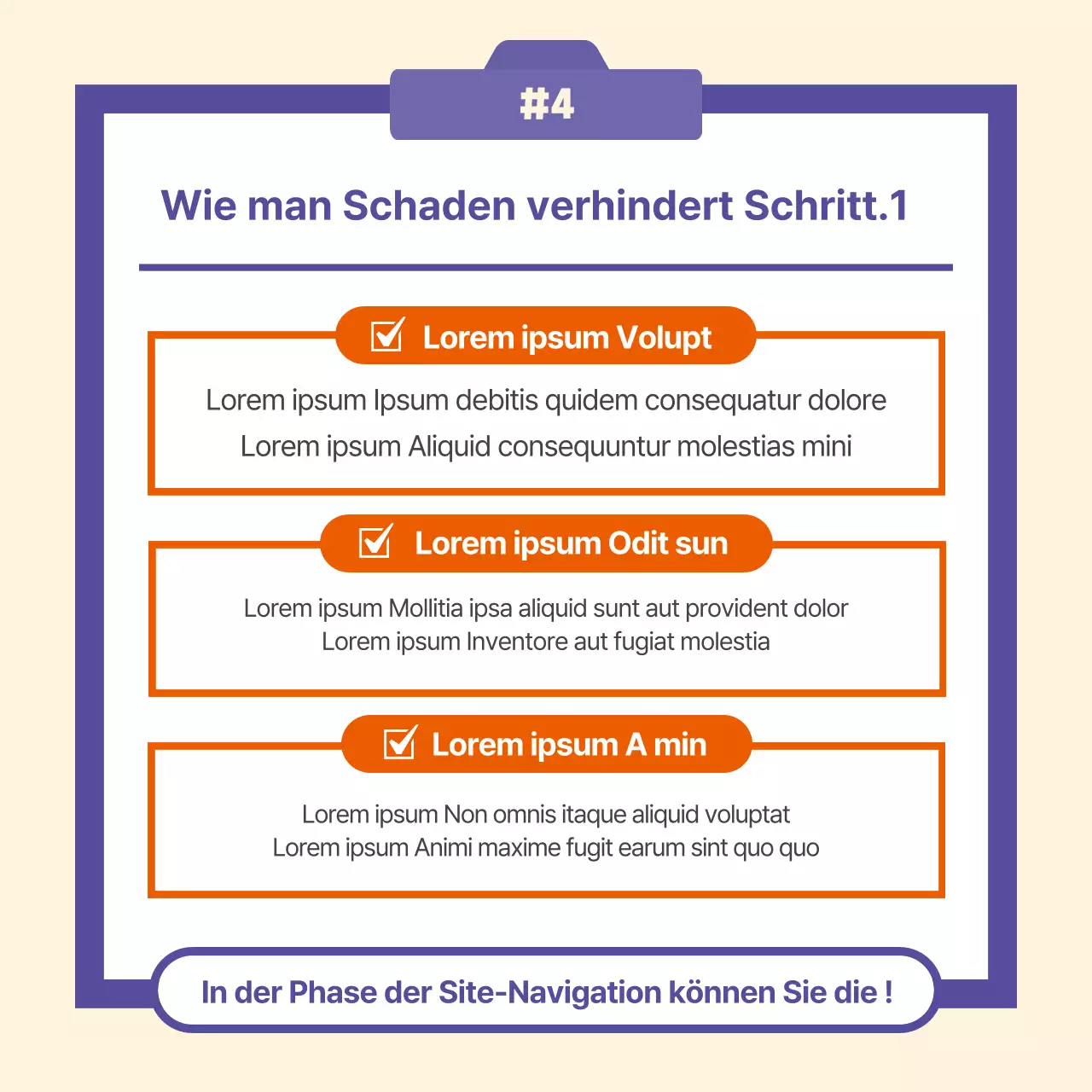 Lila, minimalistische Übersee-Direktwerbung - Schadensprävention erklärt