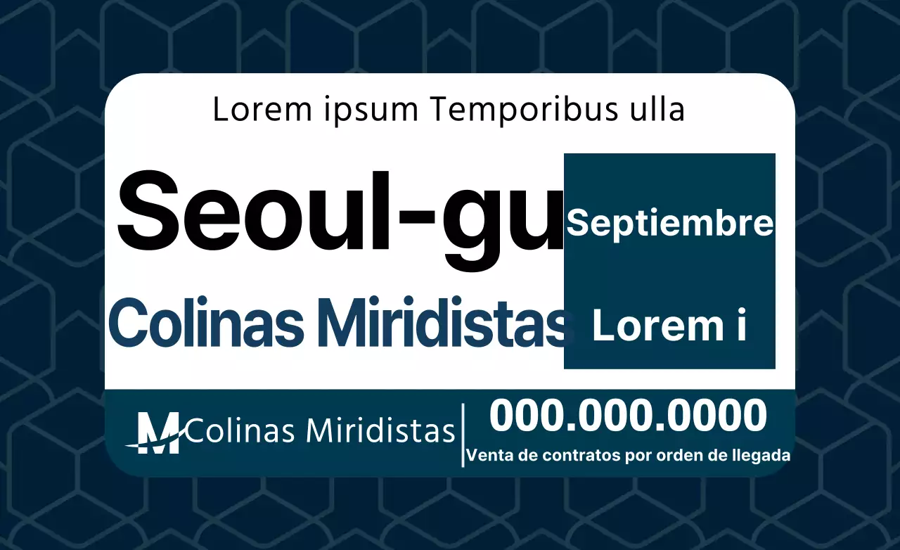 Diseño de paquetes calientes para promocionar apartamentos y edificios con un fondo geométrico.