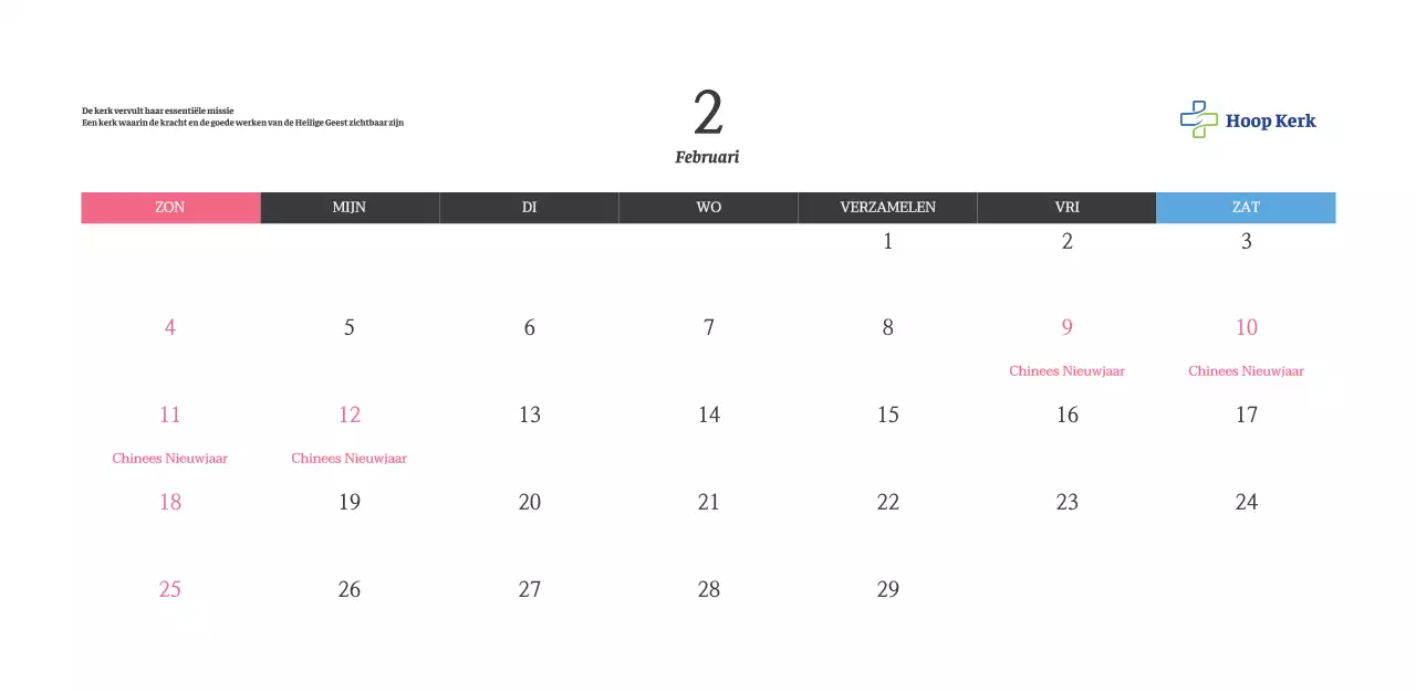 Kalender met opbeurende kerkafbeeldingen