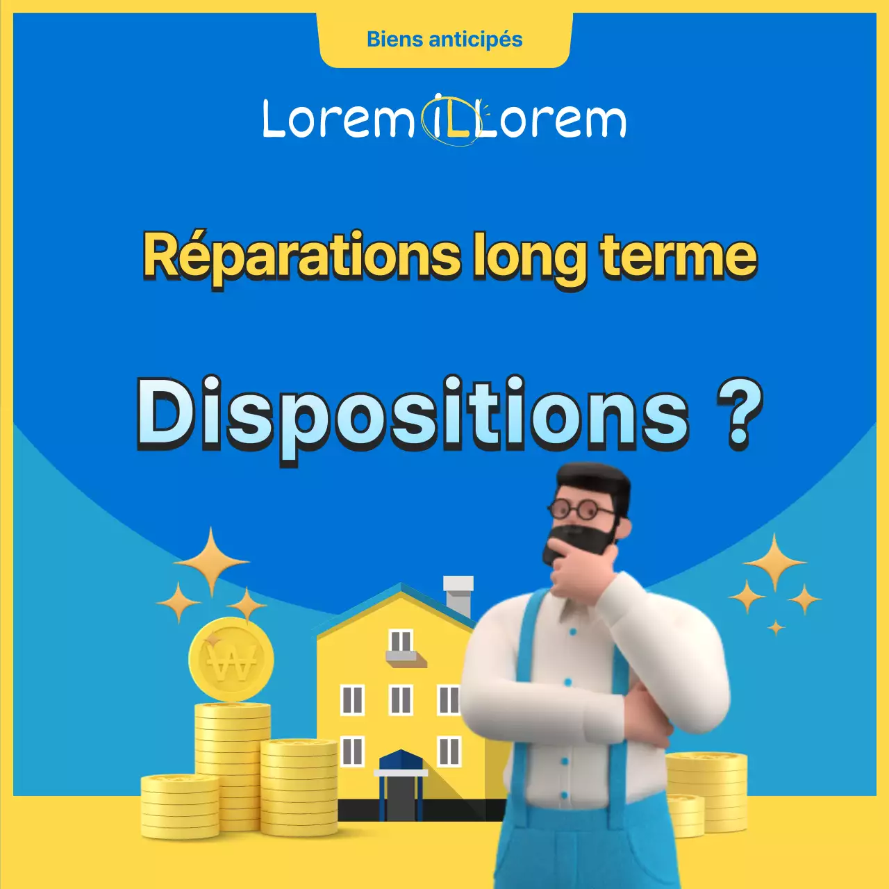 Guide des indemnités de réparation à long terme kitsch bleues et jaunes