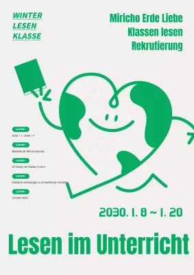 Grüner und kitschiger Leseunterricht für Kinder in den Winterferien - Aufruf zur Teilnahme