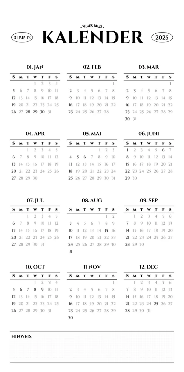 Wandkalender im einfachen Stil mit schwarz-weißer emotionaler Reisefotografie