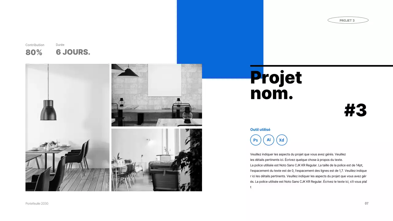 Un portefeuille bleu et organisé