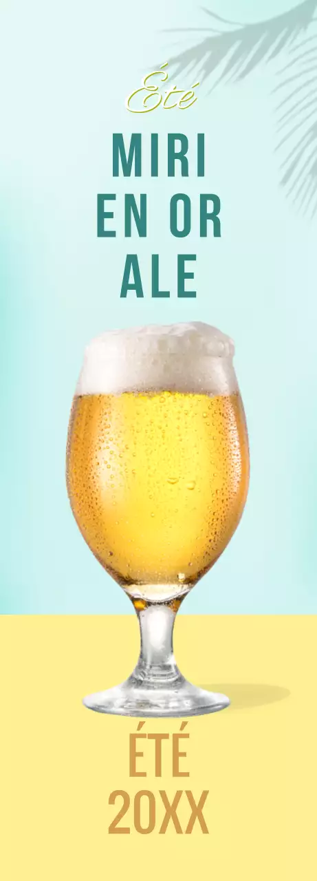 Publicité pour une bière avec un dégradé de bleu clair et de jaune