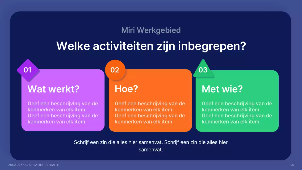Lokale creatieven werven met vormen in marineblauw en accentkleuren