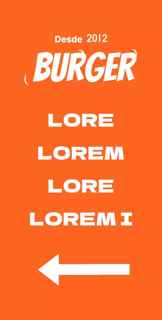 Cartel de menú con la ilustración de una hamburguesa sobre fondo naranja