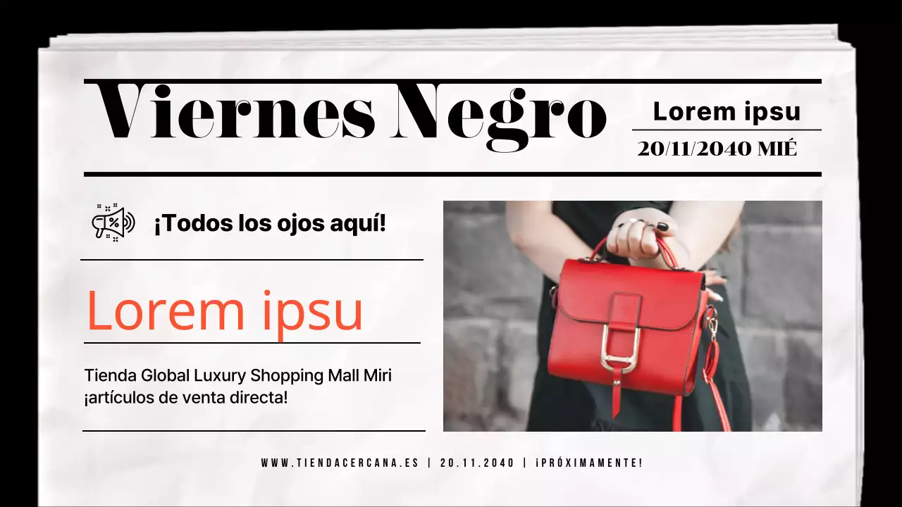 Concepto de periódico en blanco y negro Rebajas Black Friday