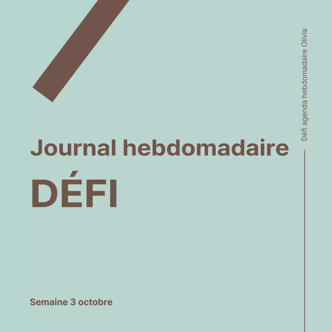 Agenda hebdomadaire moderne avec couverture en menthe et marron