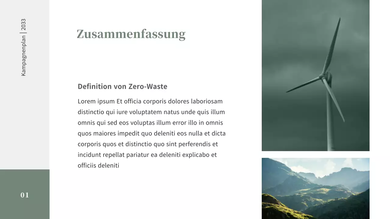 Ein einfaches Briefing zur Zero-Waste-Kampagne in gedeckten Grüntönen