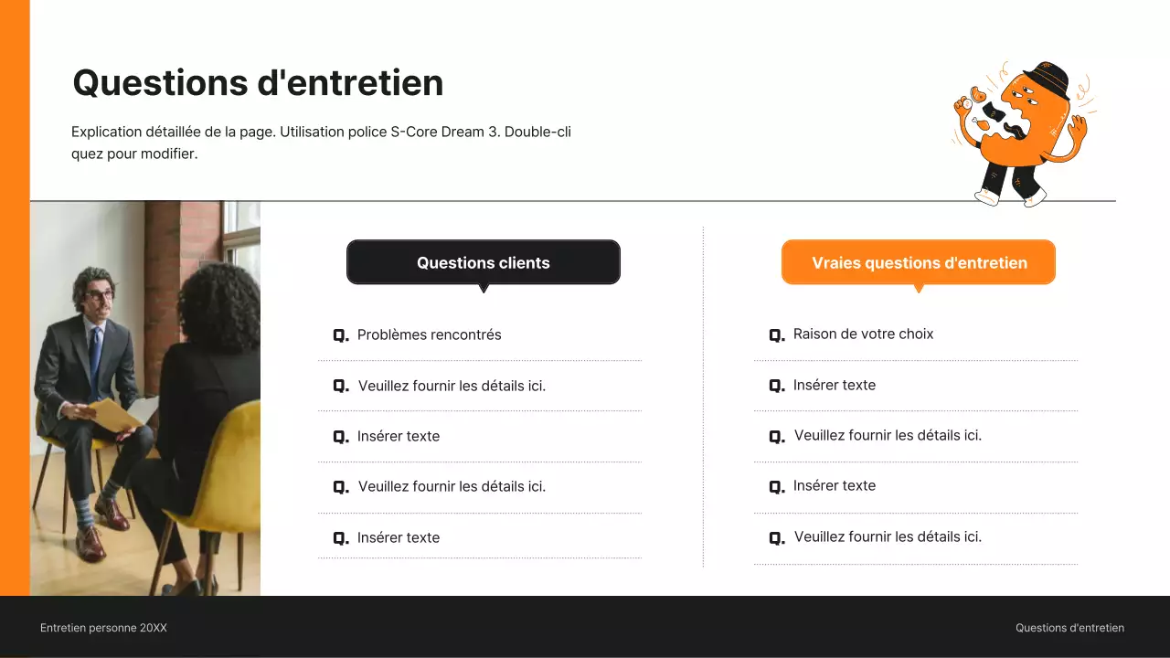 Présentation de l'entretien avec le client en orange