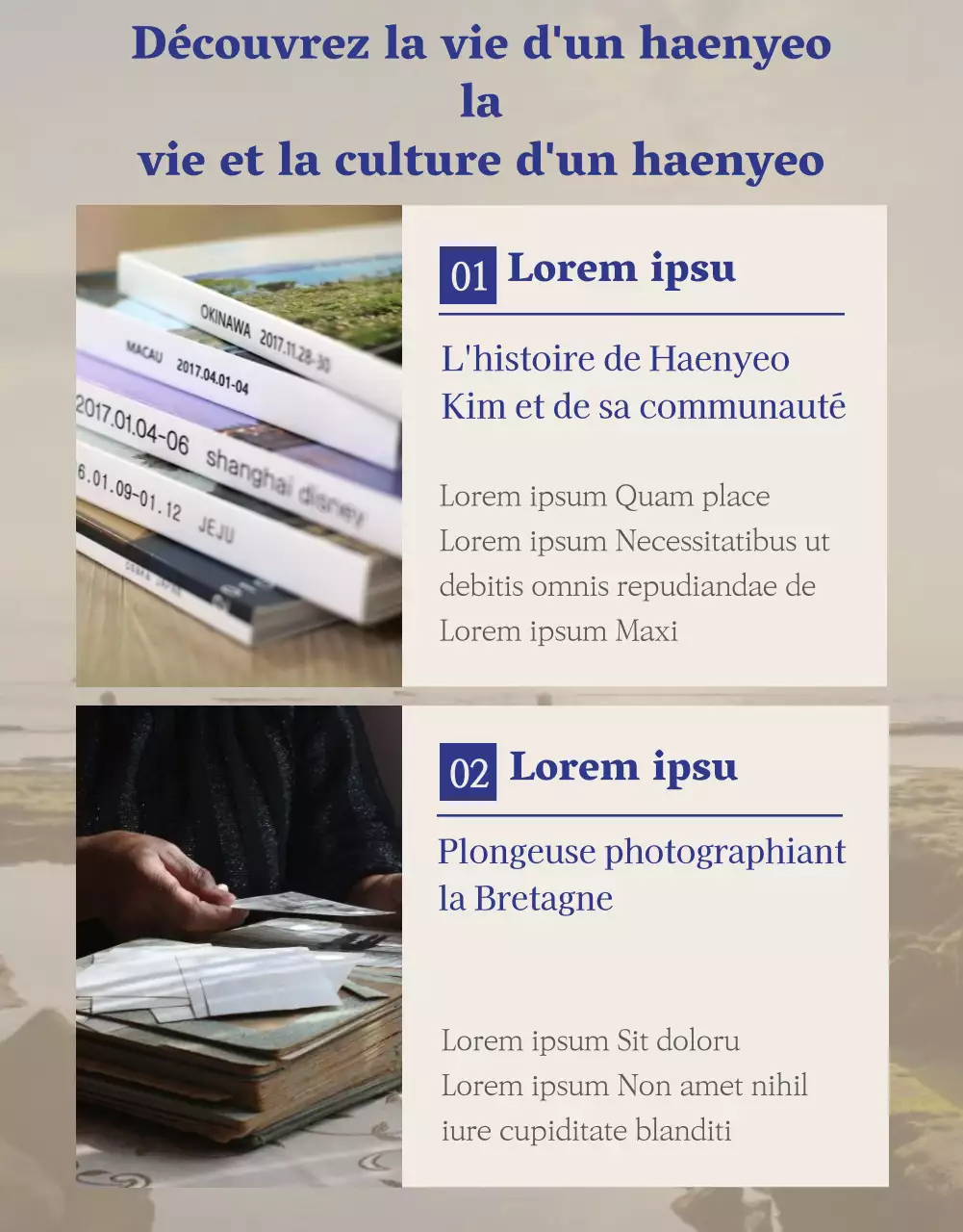 Financement discret de baguettes en marine et beige