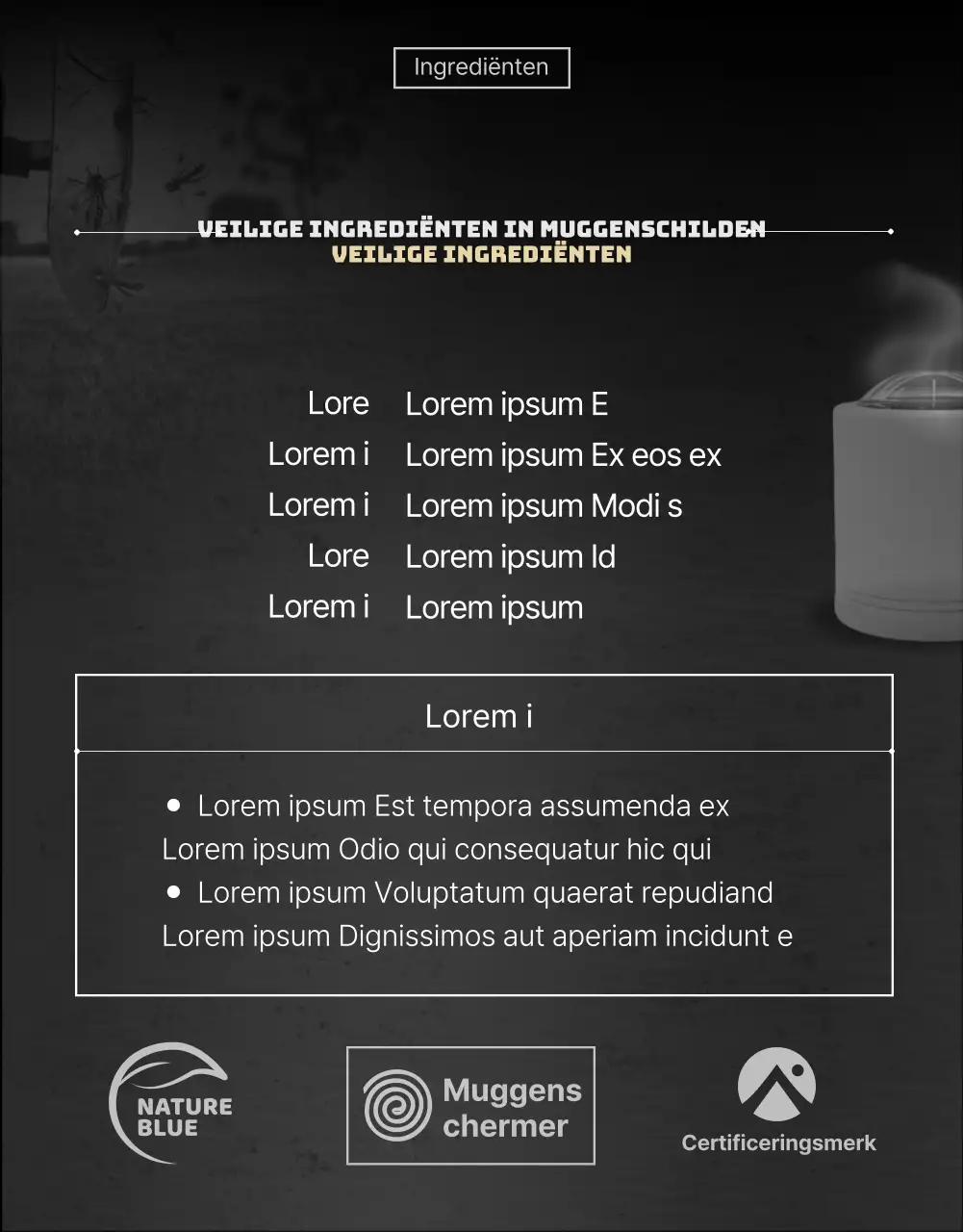 Promoot een muggenwerend product met een zwarte en rode poster van een rampenfilm.