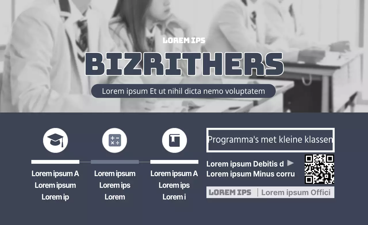 Rustig en eenvoudig ontwerp voor een schoolpromotie met leerlingfoto's