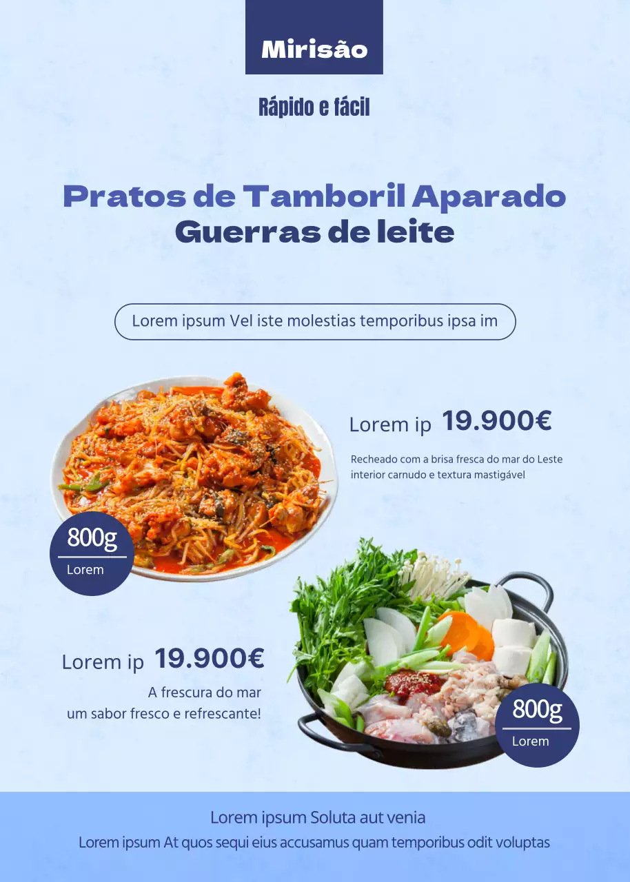 Tamboril aparado com tonalidades azuisKit RefeiçãoPré-SazonalKit Refeição congelada de tamboril aparado com tonalidades azuis