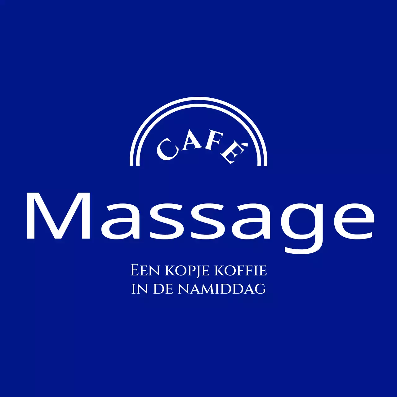 Schort met logo met cafénaam in gebogen lijnen