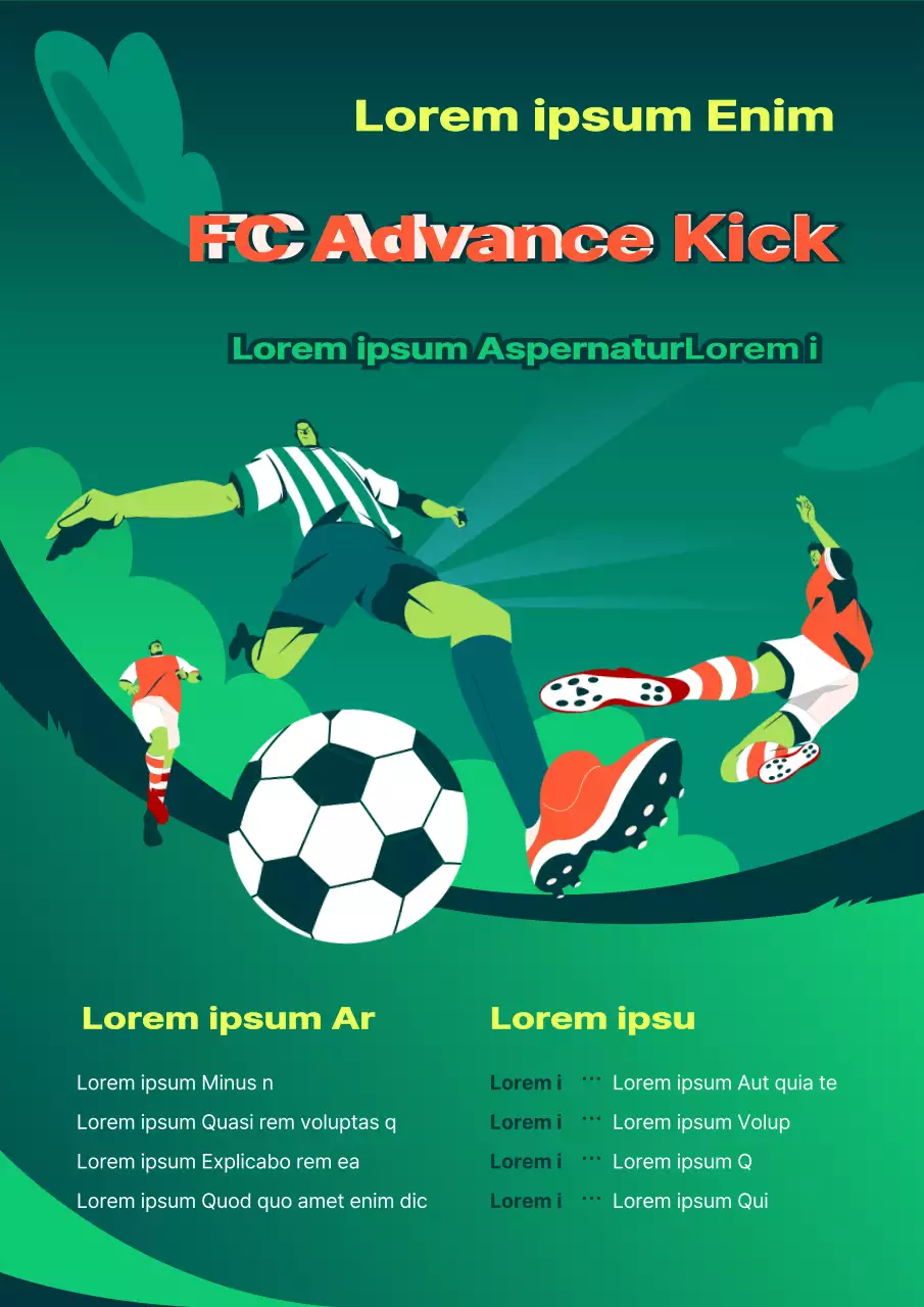 Thème de recrutement d'un club de football avec un concept d'illustration dynamique en vert