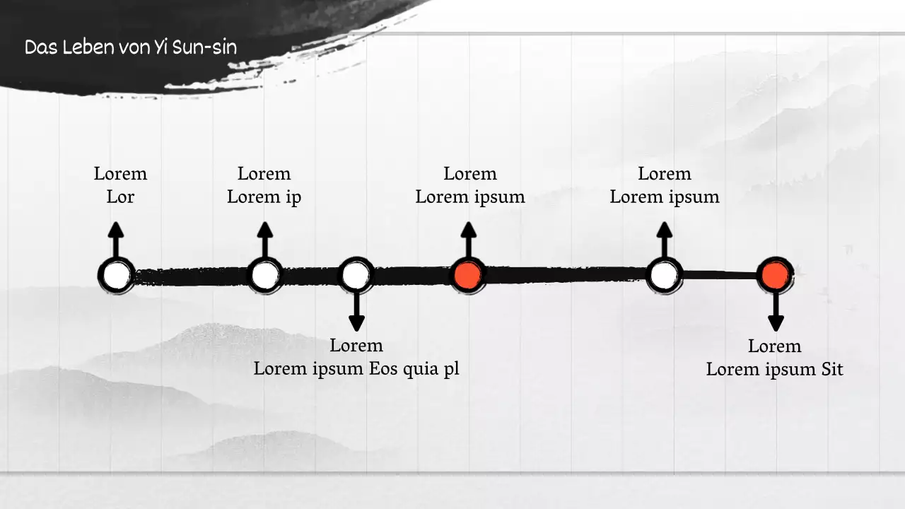 Schwarz-Weiß und Rot Klassisches Konzept Antike Tusche und Aquarell Präsentation Vorstellung der Großen des Aquarells