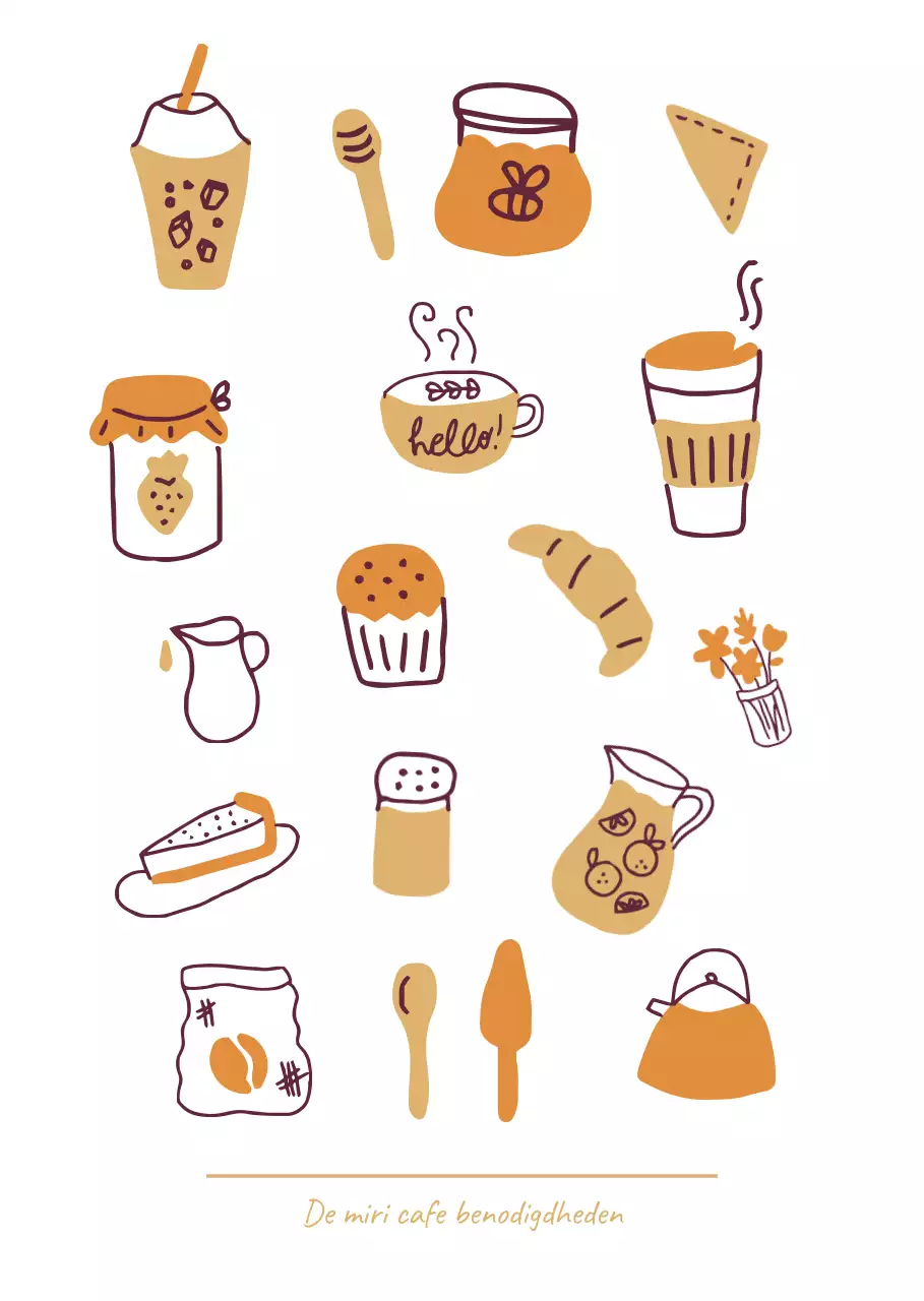 Een verzameling café-illustraties
