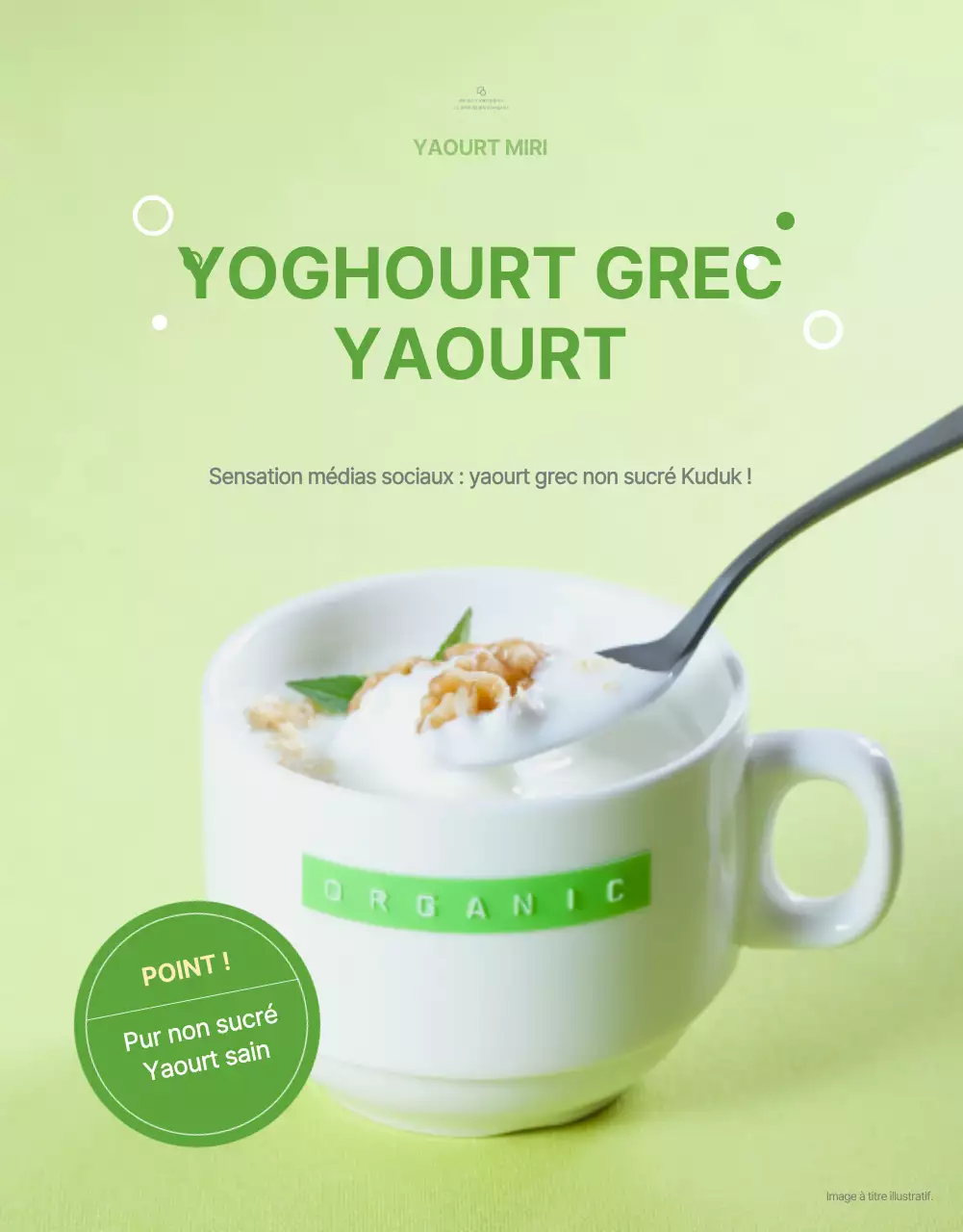 Yoghourt grec simple et vert clair page de détail