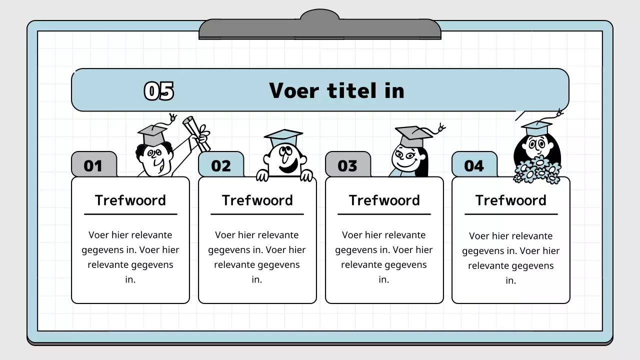 Lichtblauw en wit notitieblok concept onderwijspresentatieset