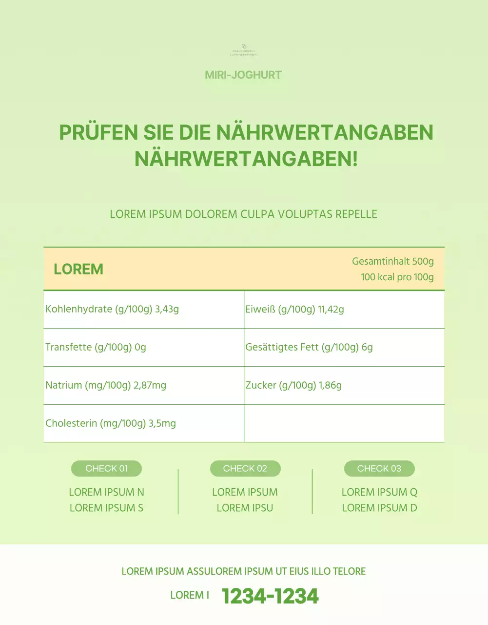 Einfacher, hellgrüner griechischer Joghurt Detailseite