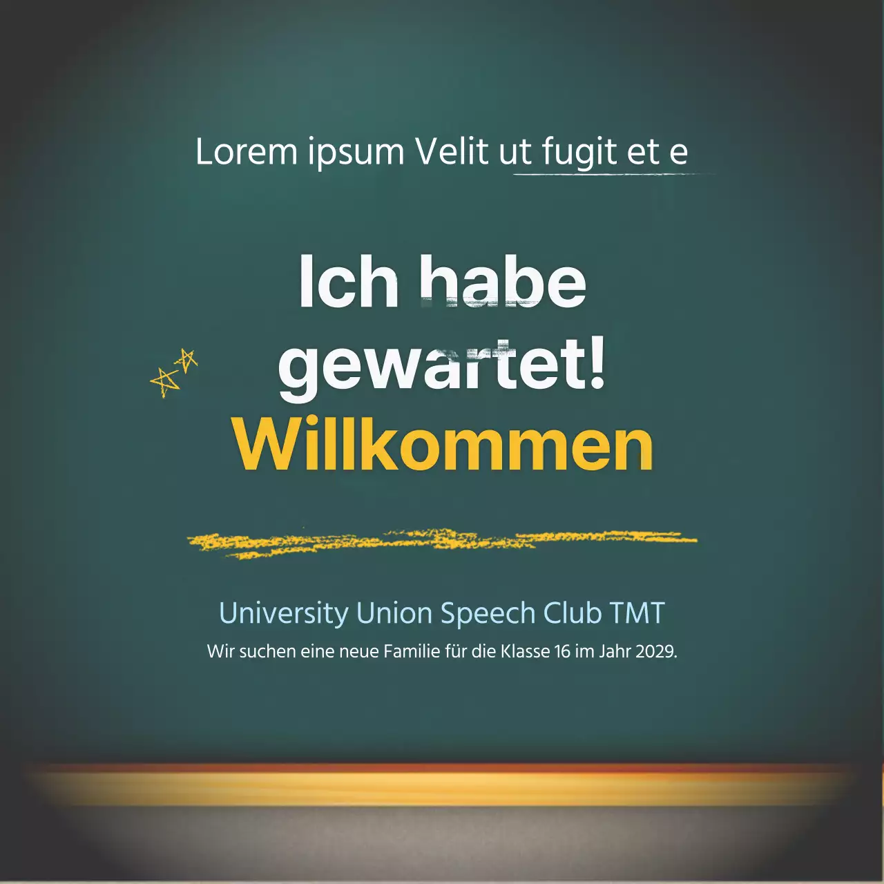 Universität Club Rekrutierung Kreidetafel KarteNews Design