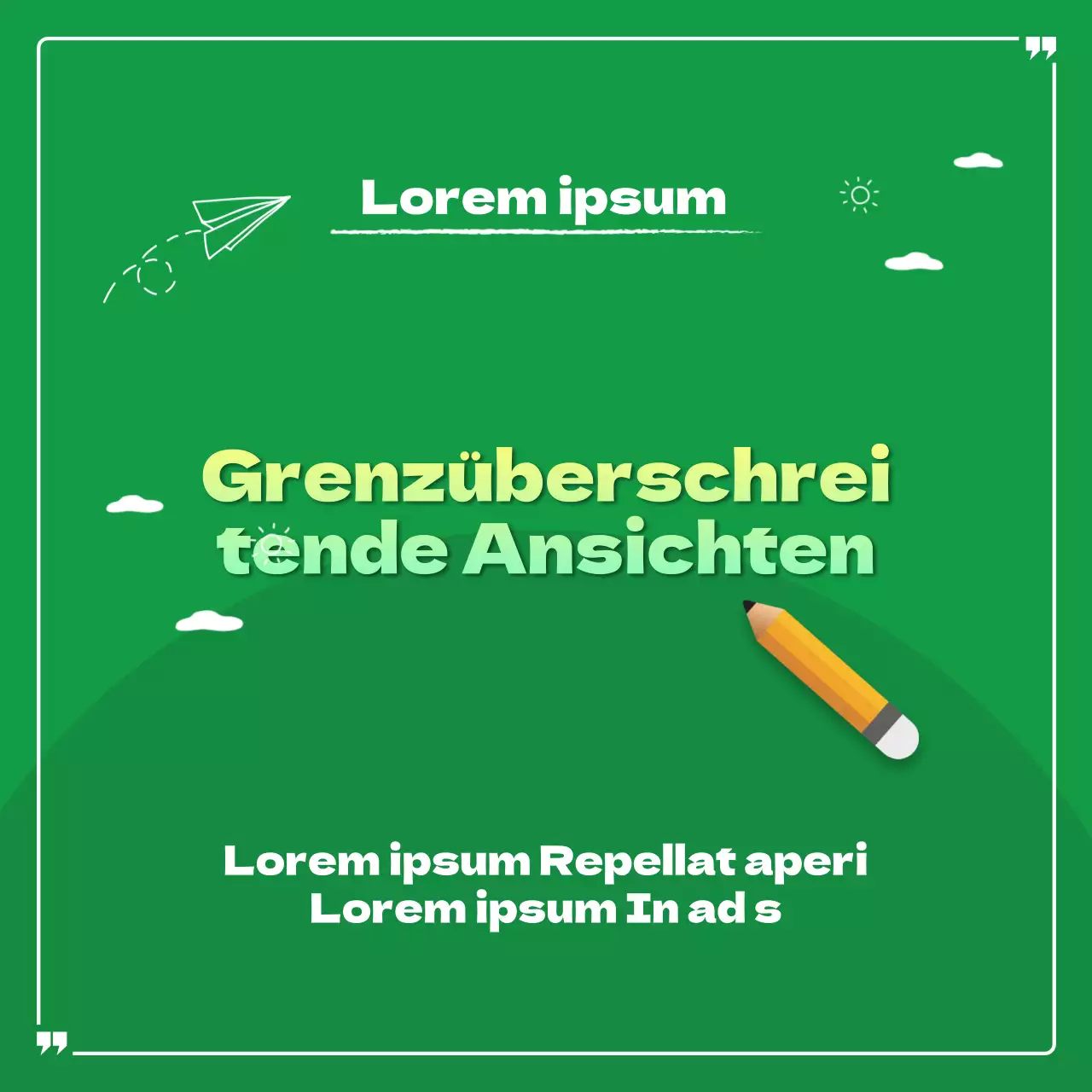 Grenzüberschreitende Ansichten in grün und gelb CardNews