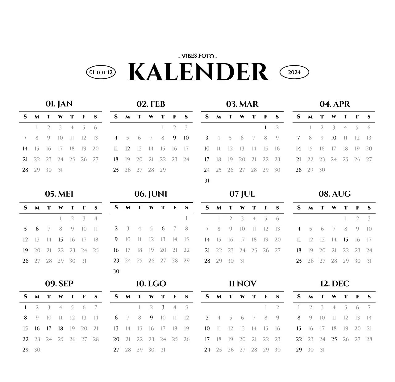 Eenvoudige stijl muurkalender met zwart-wit emotionele reisfotografie concept