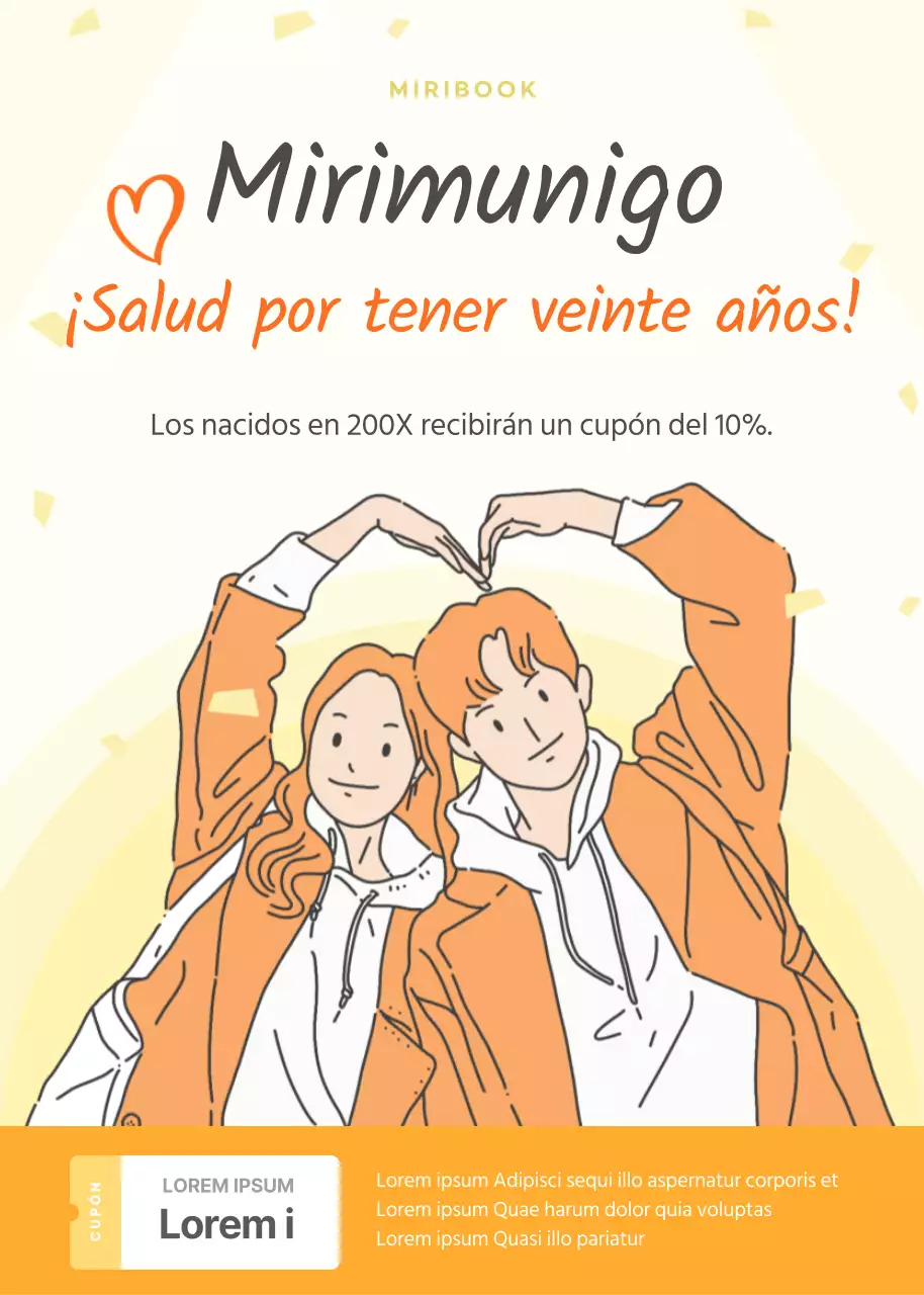 Emite un cupón amarillo de la librería Coming of Age