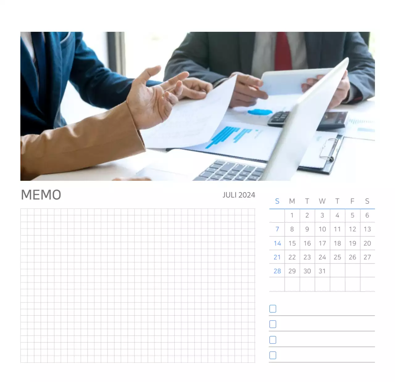 Weißer, sauberer Tischkalender für Unternehmen