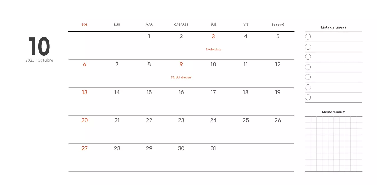 Calendario de cafetería de estilo sencillo y moderno