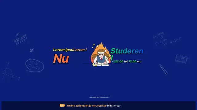 Grappige cartoonelementen in blauw om te studeren