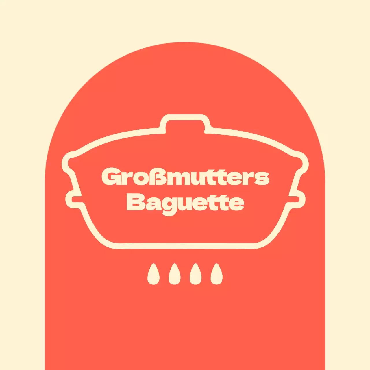 Großmutters Baguetteladen Balsa mit gewölbten roten Formen auf elfenbeinfarbenem Hintergrund