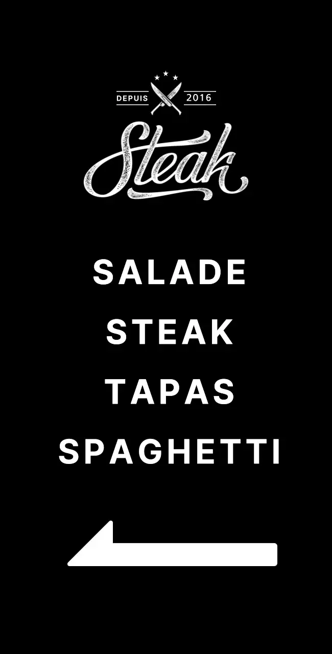 Bannière de restaurant avec une image d'un steak sur fond noir