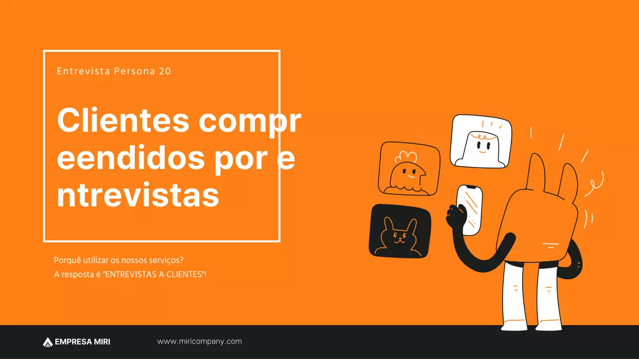 Apresentação da entrevista de persona do cliente em laranja