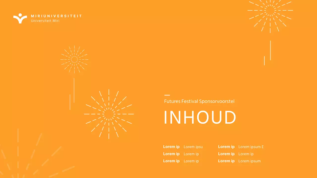 Presentatie sponsoring oranje universiteitsfestival voor hogescholen en universiteiten