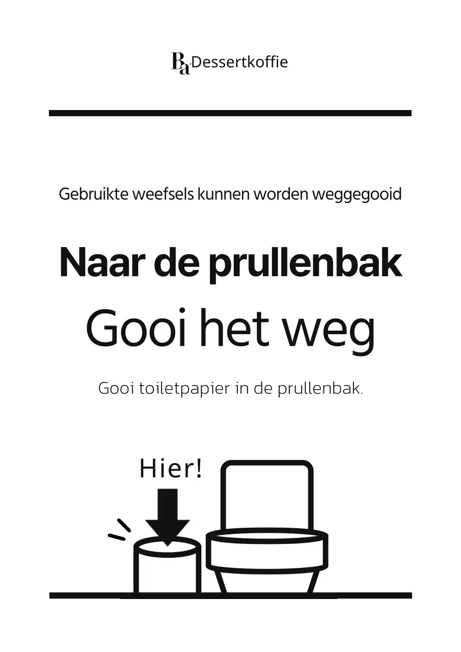 Zwarte en eenvoudige instructies voor sanitaire ruimtes in winkels