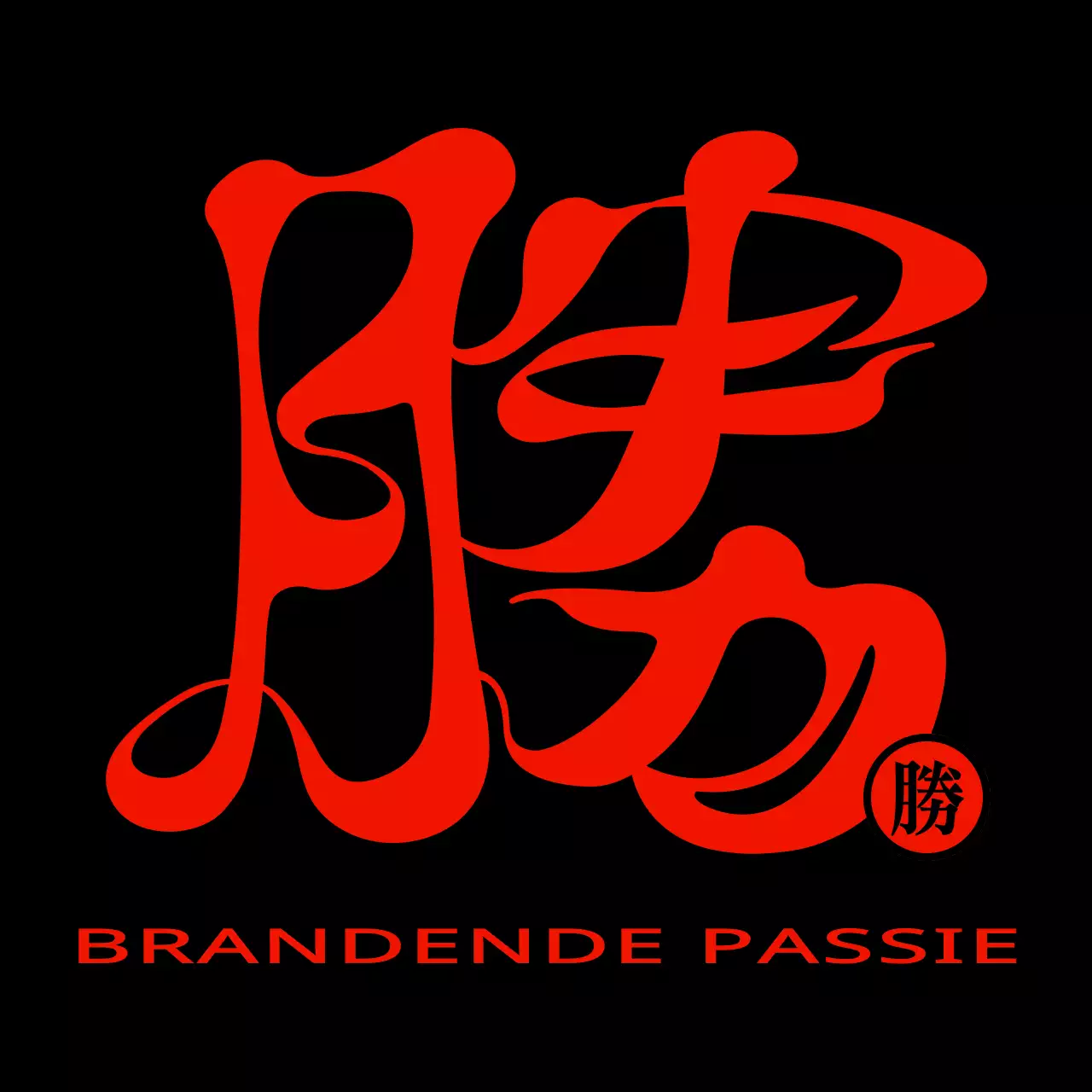 Eenvoudig en hip Chinees karakter kalligrafie stijl groep t-shirt met rood en zwart vuur concept