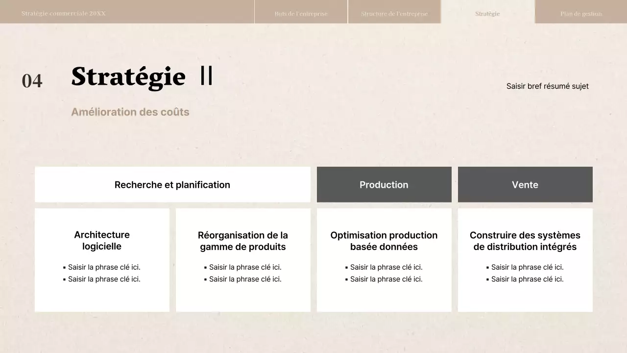 Rapport de stratégie d'entreprise avec une texture de papier beige