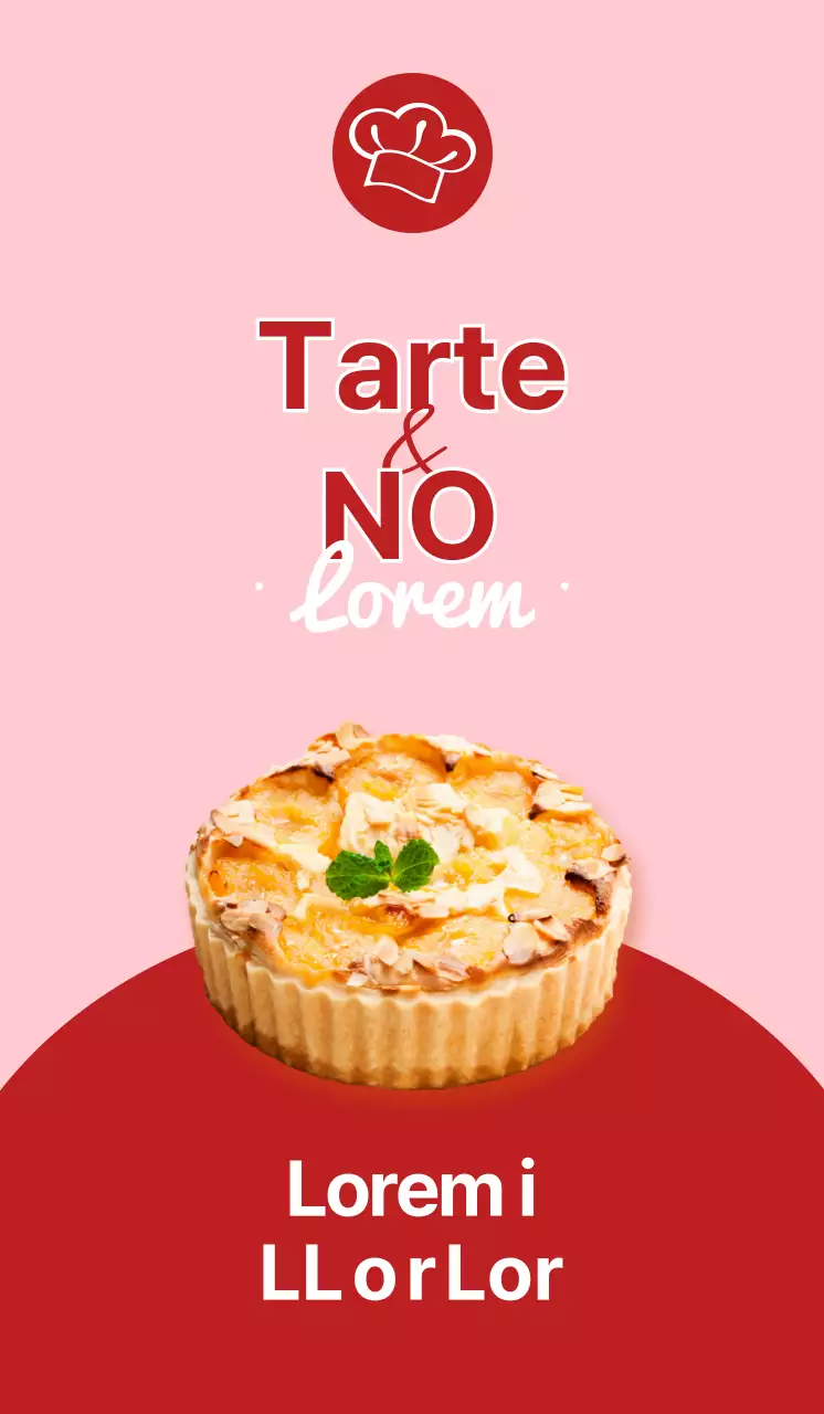 Promover uma loja de tartes com um estilo simples que se destaca pelo rosa e vermelho
