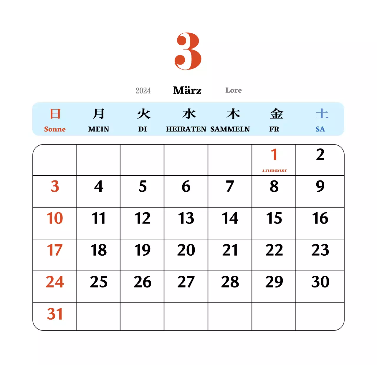 Retro-Konzept Nostalgie-Kalender in rot und blau