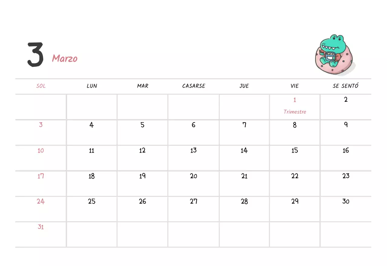 Un calendario con un bonito concepto de ilustración de Argo
