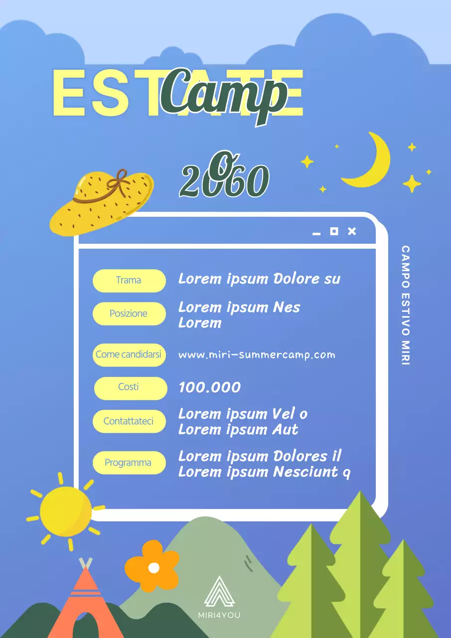 Assunzione per il campo estivo in giallo e blu