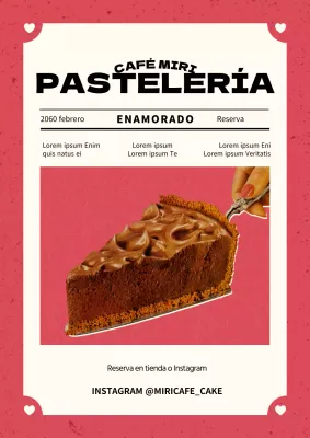 Una promoción rosa, tipo periódico, para una pastelería