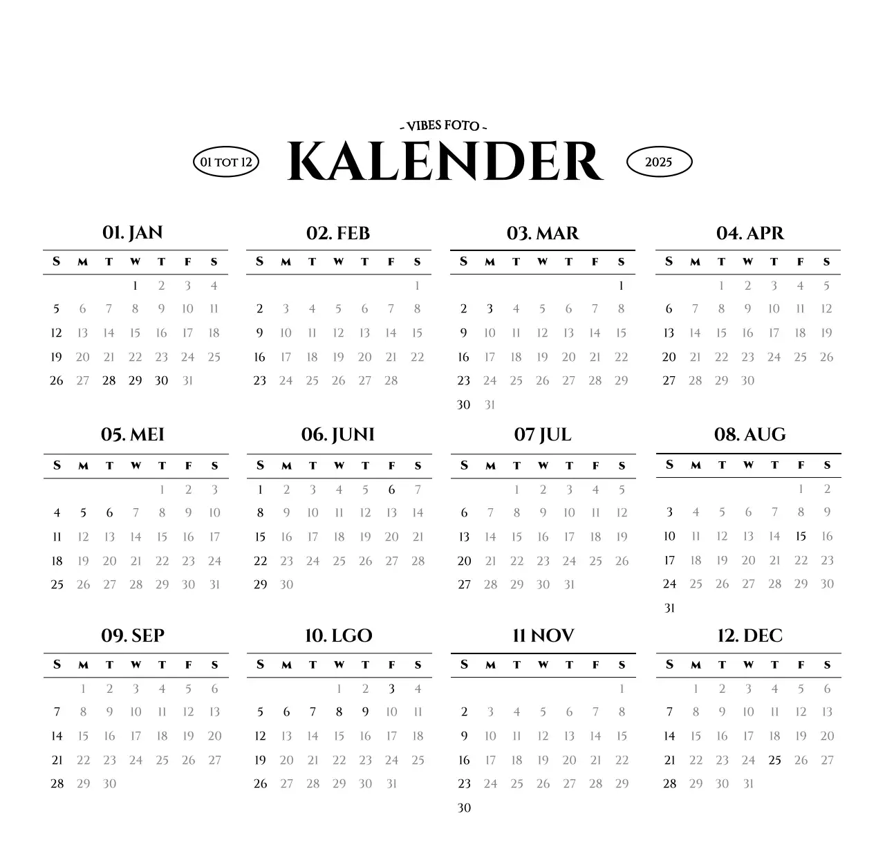 Eenvoudige stijl muurkalender met zwart-wit emotionele reisfotografie concept