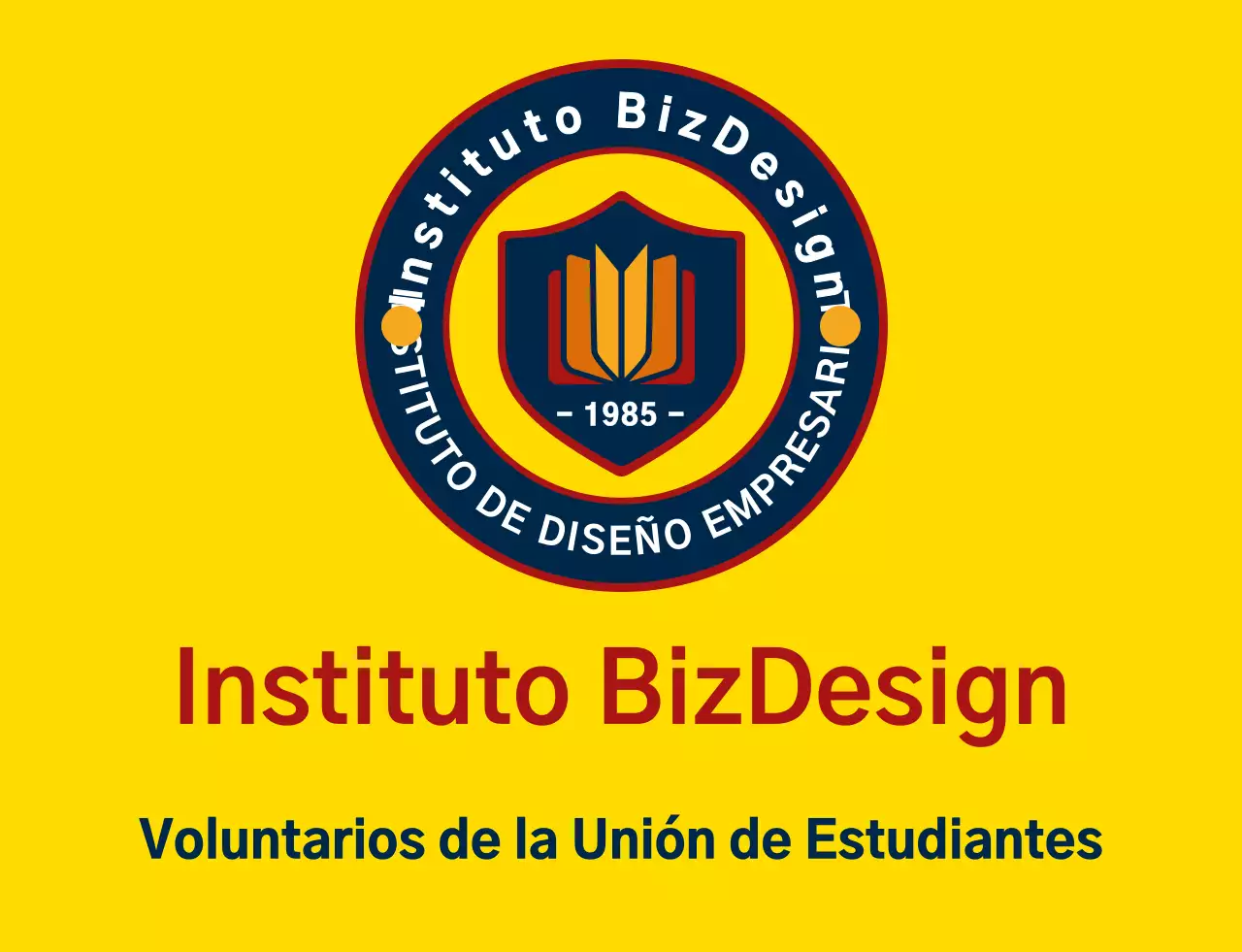 Simple y limpio símbolo de escudo y emblema logotipo estilo combinación en amarillo y azul marino-rojo Organización de servicio de gobierno de estudiantes de secundaria.