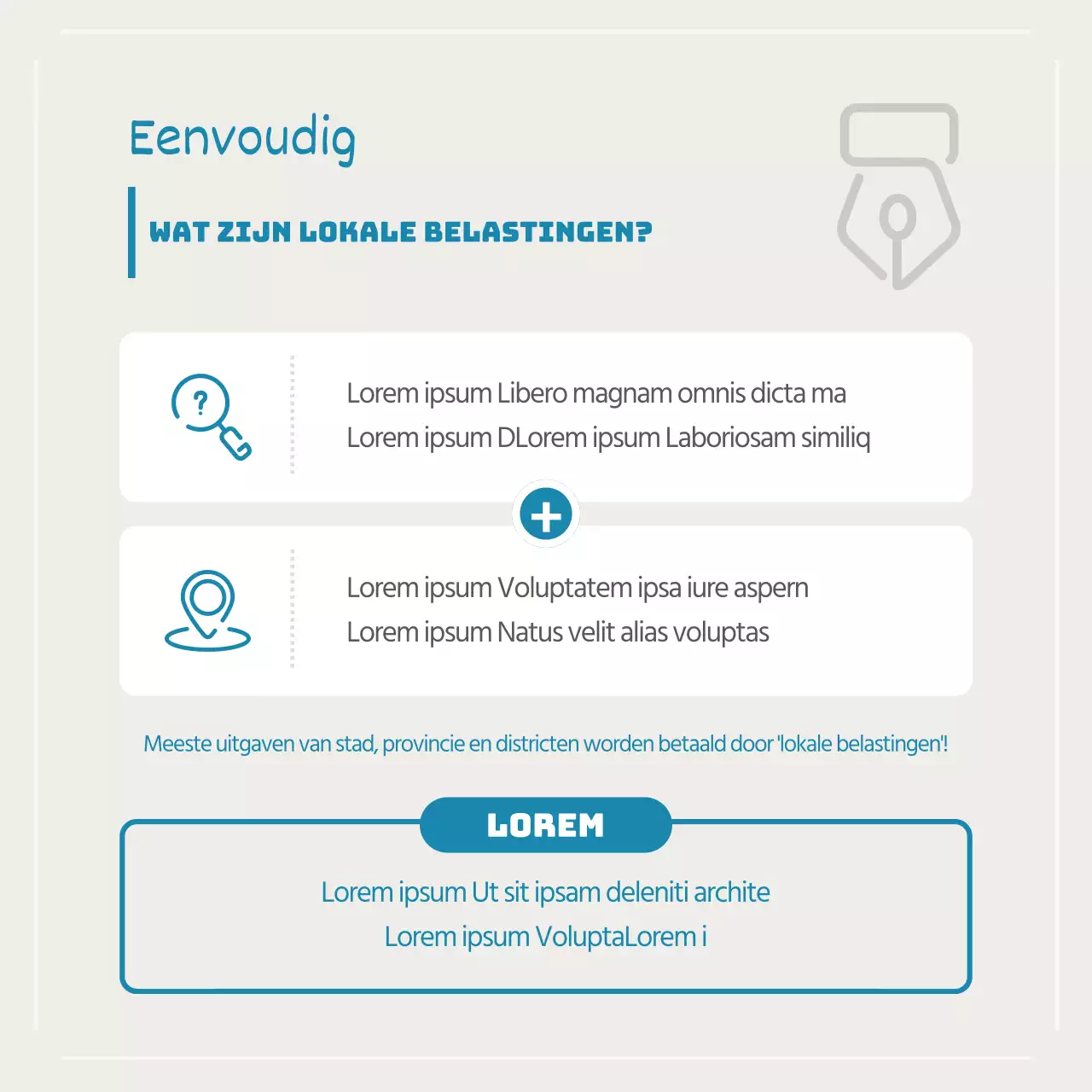 Een eenvoudig lokaal belastingadvieskantoor in blauw en ivoor promoten