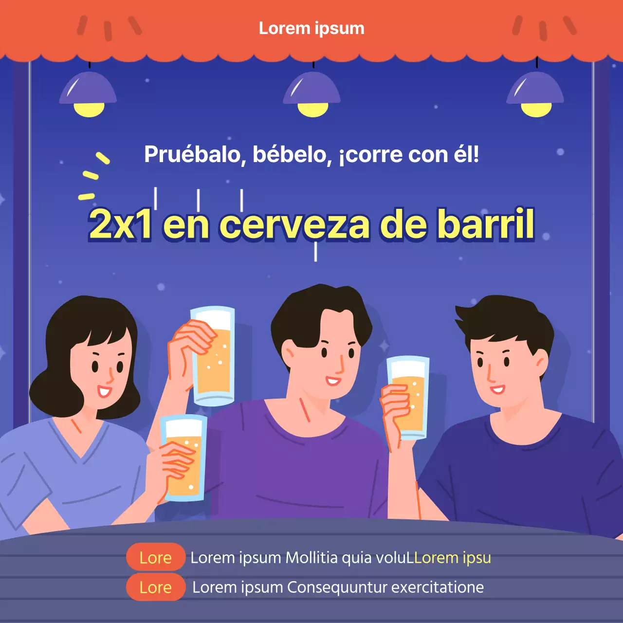 Compre uno y llévese otro en cerveza de barril pocha azul y roja