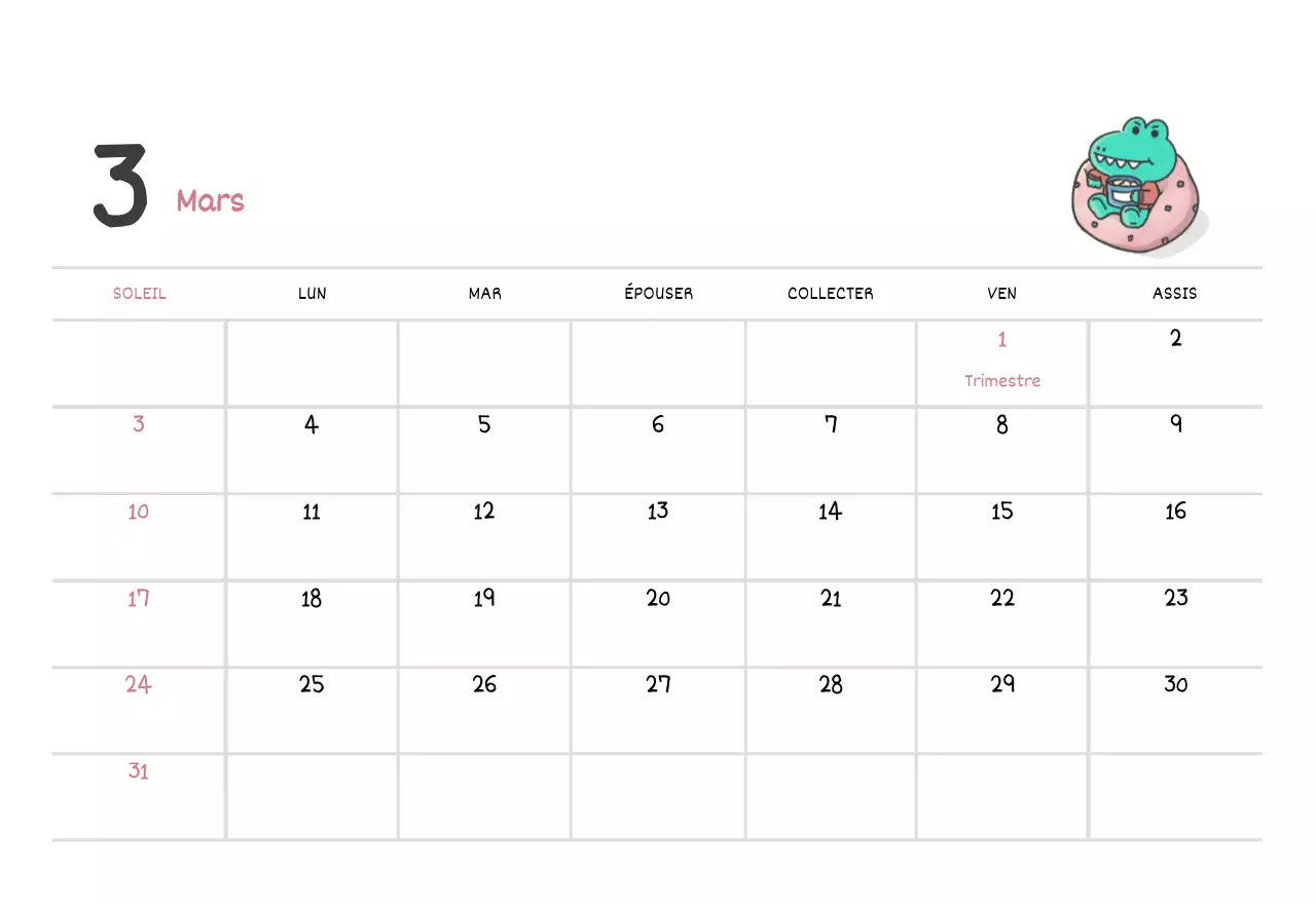 Un calendrier avec un joli concept d'illustration d'Argo