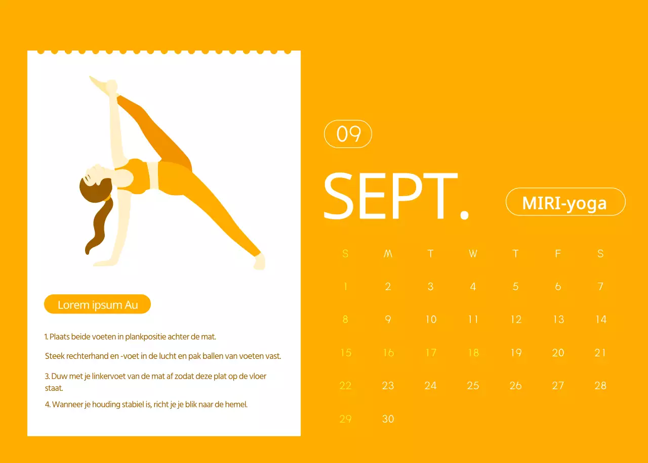 Oranje kalenders om weg te geven als je je yogastudio promoot